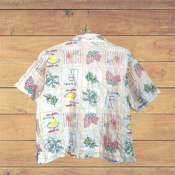 Magaschoni White Blouse with Colorful Print - Picture 2 of 7